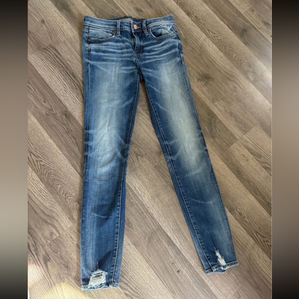 Buckle Distressed Blue Skinny Jeans